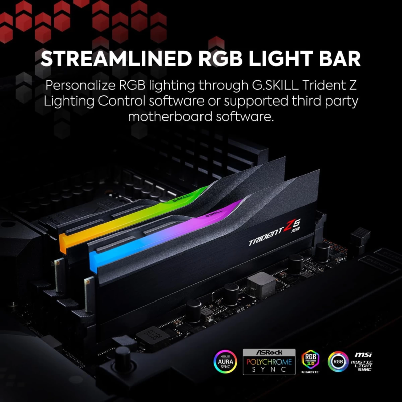 G.SKILL Trident Z5 RGB 32GB (2x16GB) DDR5 7200MHz Desktop Gaming Memory – High-Speed Dual Channel RAM, Black