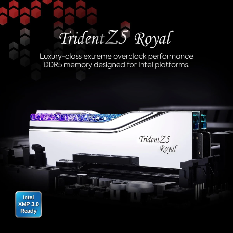 G.SKILL Trident Z5 Royal RGB 32GB (2x16GB) DDR5 6400MHz Desktop Memory – Silver, Intel XMP 3.0, Premium RGB Heatspreader
