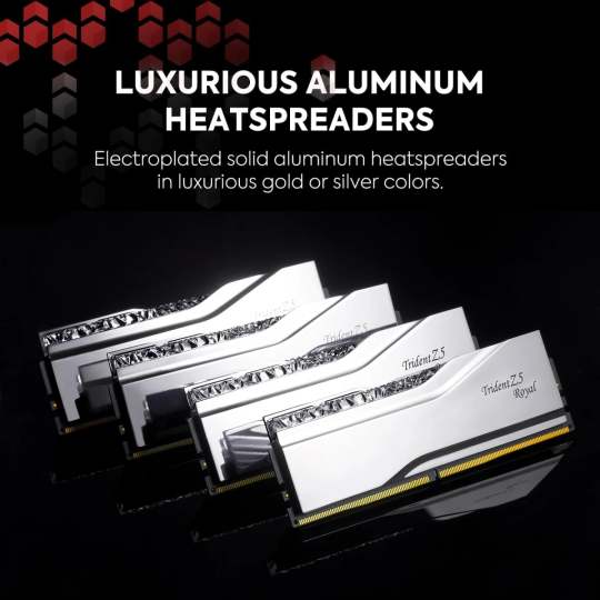G.SKILL Trident Z5 Royal RGB 32GB (2x16GB) DDR5 6400MHz Desktop Memory – Silver, Intel XMP 3.0, Premium RGB Heatspreader