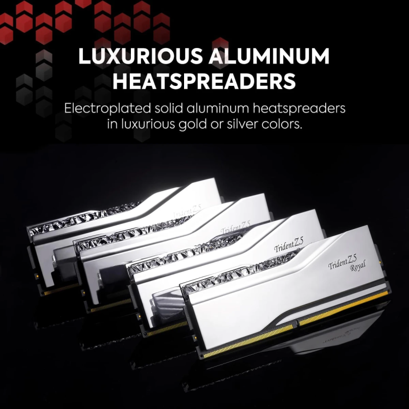 G.SKILL Trident Z5 Royal RGB 32GB (2x16GB) DDR5 6400MHz Desktop Memory – Silver, Intel XMP 3.0, Premium RGB Heatspreader