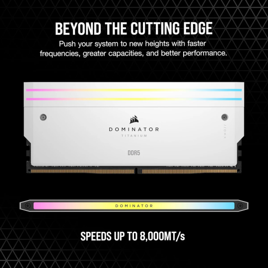 CORSAIR Dominator Titanium RGB 32GB (2x16GB) DDR5 6000MHz Desktop Memory – High-Performance RAM with Dynamic RGB Lighting, White