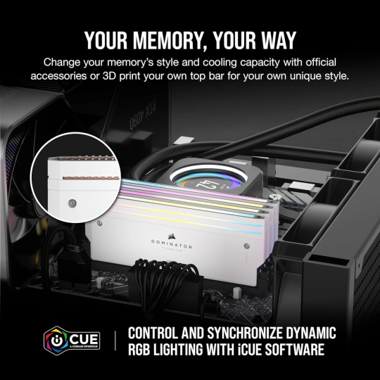 CORSAIR Dominator Titanium RGB 32GB (2x16GB) DDR5 6000MHz Desktop Memory – High-Performance RAM with Dynamic RGB Lighting, White
