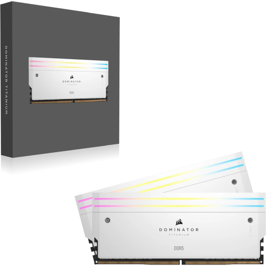 CORSAIR Dominator Titanium RGB 32GB (2x16GB) DDR5 6000MHz Desktop Memory – High-Performance RAM with Dynamic RGB Lighting, White
