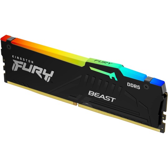 Kingston FURY Beast RGB 8GB DDR5 5600MHz Desktop Memory – Infrared Sync, Intel XMP 3.0, High Performance