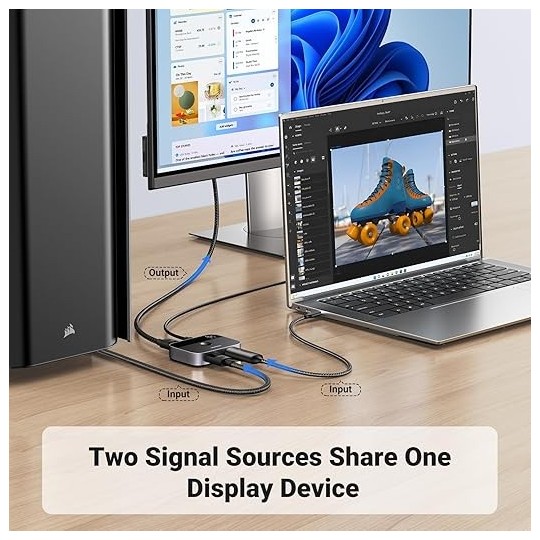 UGREEN DP 2*1 Bi-Directional Switcher - CM665 - 15708