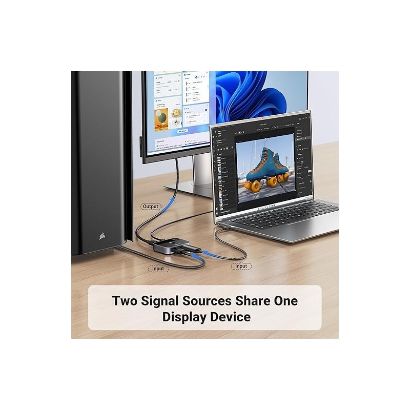 UGREEN DP 2*1 Bi-Directional Switcher - CM665 - 15708