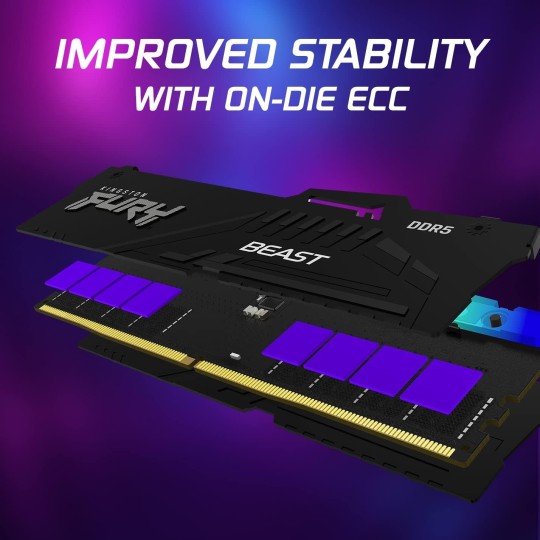Kingston FURY Beast RGB 8GB DDR5 5600MHz Desktop Memory – Infrared Sync, Intel XMP 3.0, High Performance
