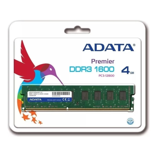 ADATA Premier 4GB DDR3L 1600MHz Desktop RAM Memory Module – Reliable, Low-Power, Standard 240-Pin Upgrade for PCs