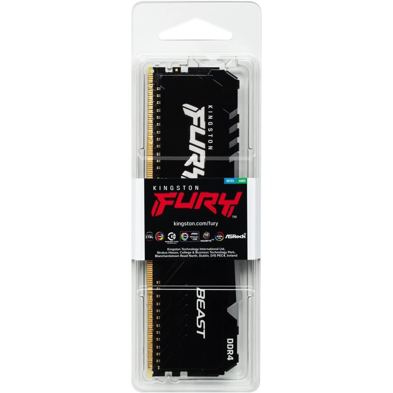 Kingston FURY Beast RGB 8GB DDR4 3733MHz Desktop Memory – High Performance, RGB Lighting, Reliable Overclocking RAM Module