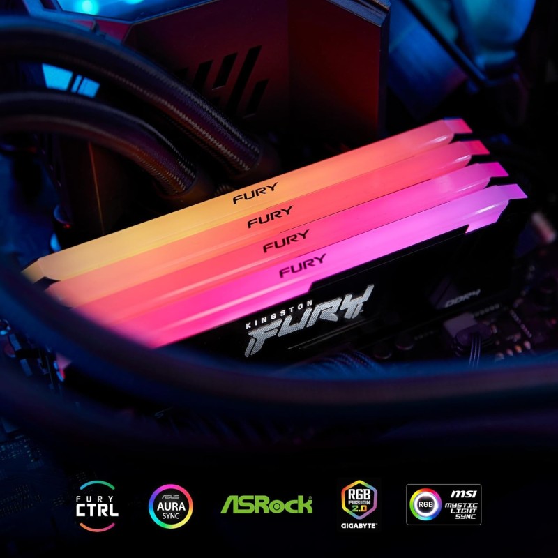 Kingston FURY Beast RGB 32GB 3200MHz DDR4 Desktop Memory – High-Performance Gaming RAM with Dynamic RGB Lighting