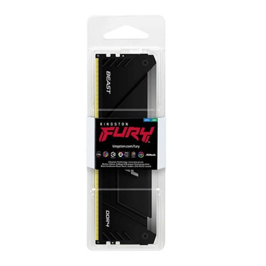 Kingston FURY Beast RGB 8GB DDR4 3200MHz Desktop Memory Module – High-Performance, Customizable RGB Lighting, Intel XMP Ready