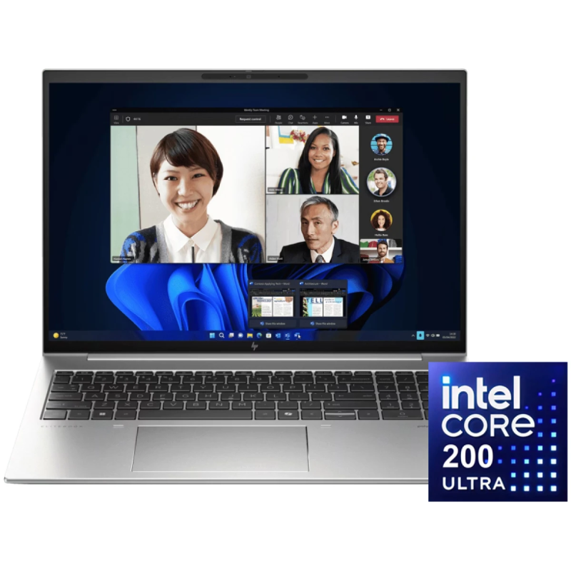 HP EliteBook 8 G1i 16 (2025) Ultra 7 Gen II 255U AI-Enhanced 12-Core Laptop – Lightweight, Secure, HP Wolf Protected, Silver