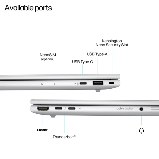 HP EliteBook 8 G1i 14 (2025) Intel Ultra 7 Gen II 255U 12-Core AI Laptop | Secure, Lightweight Business Notebook - Silver