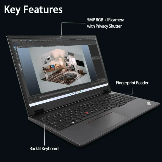 Lenovo ThinkPad P16v Gen 2 (2024) Intel Ultra 7 155H AI Workstation with NVIDIA RTX 1000 Ada 6GB Graphics