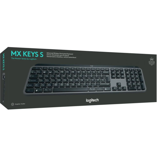 Logitech MX Keys S Wireless Keyboard with Backlit Keys, Quiet Typing, Bluetooth, USB-C, Programmable Keys – AR Layout