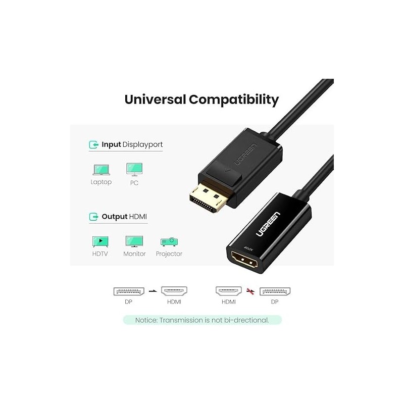 UGREEN DisplayPort to HDMI Female Converter 4K*2K 30Hz 25cm - MM137 - 40363
