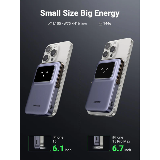 UGREEN Uno Magnetic Wireless Power Bank 5000mAh | MagSafe 7.5W + USB-C PD 20W