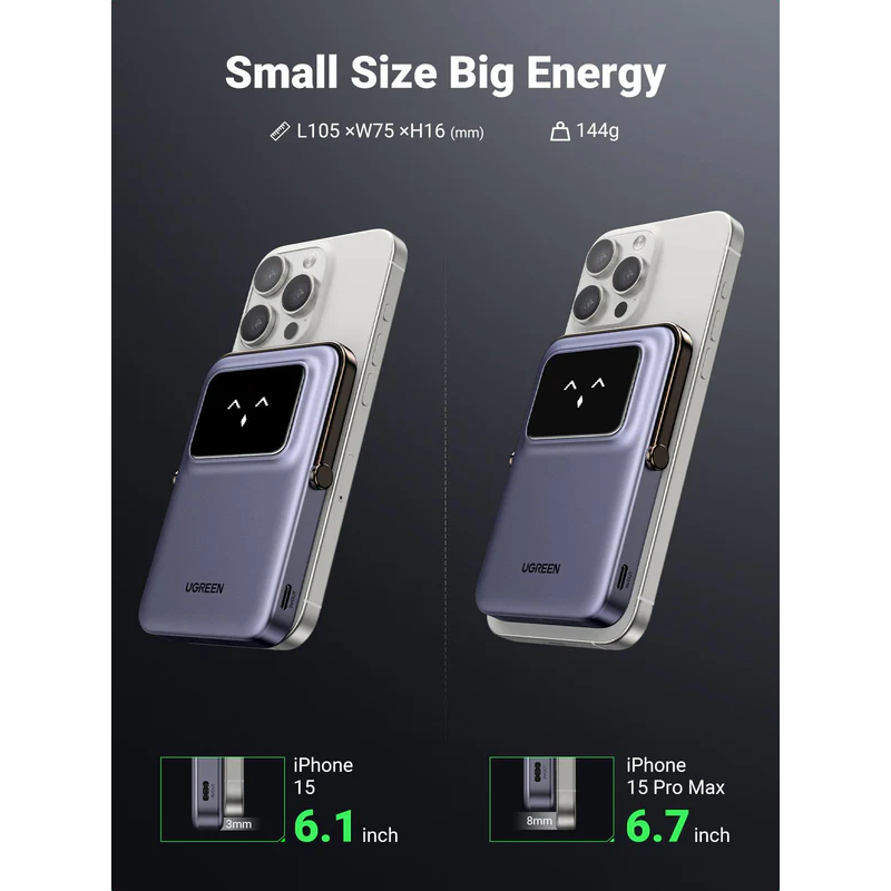 UGREEN Uno Magnetic Wireless Power Bank 5000mAh | MagSafe 7.5W + USB-C PD 20W