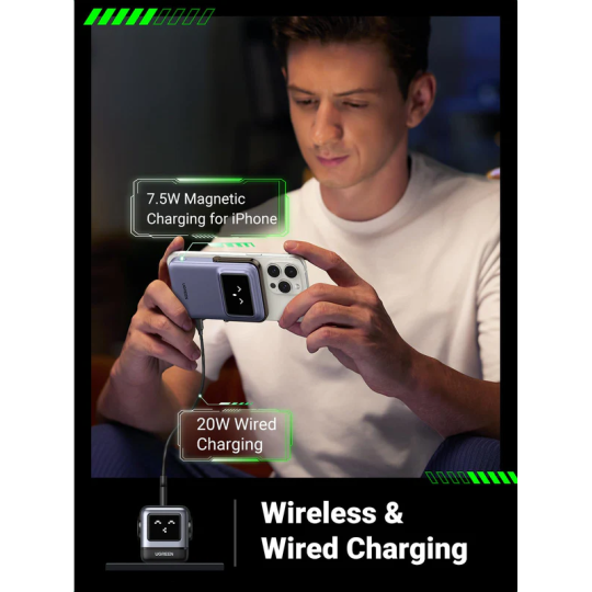 UGREEN Uno Magnetic Wireless Power Bank 5000mAh | MagSafe 7.5W + USB-C PD 20W