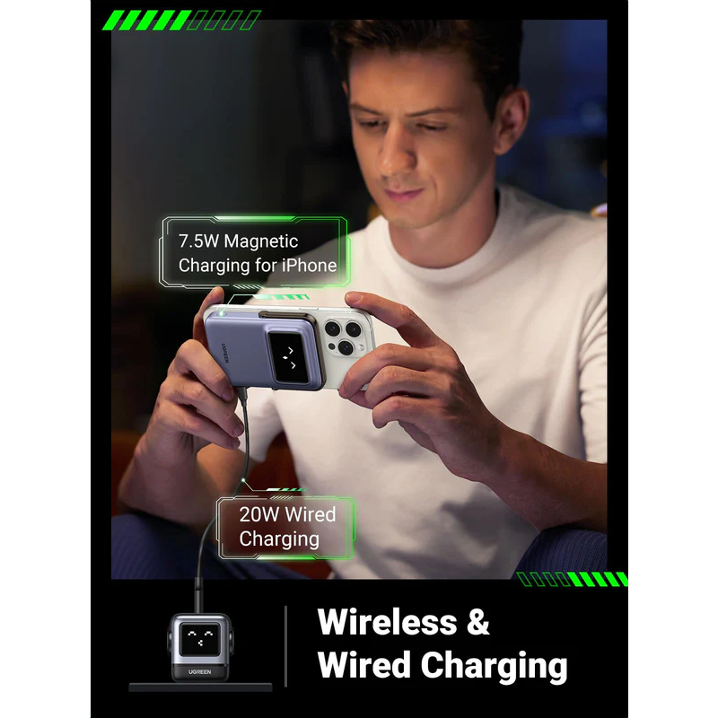 UGREEN Uno Magnetic Wireless Power Bank 5000mAh | MagSafe 7.5W + USB-C PD 20W