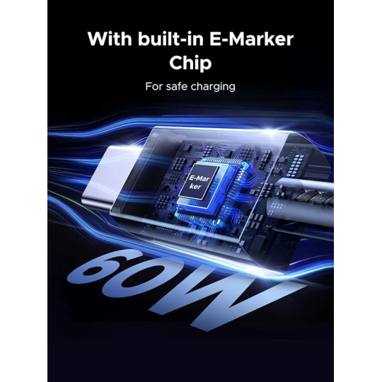 UGREEN USB-C to USB-C PD Fast Charging Braided Cable 3A – Space Gray