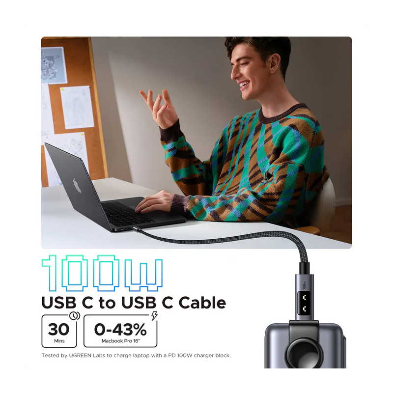 UGREEN Uno USB-C to USB-C PD Fast Charging Cable 5A Max - L509 - 35501