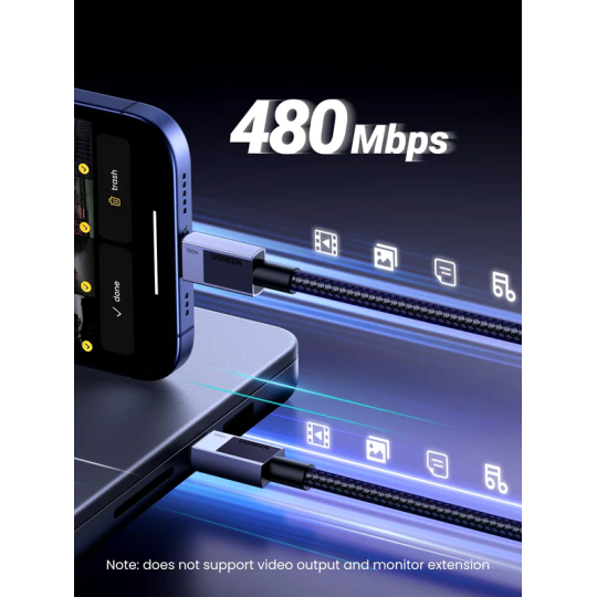 UGREEN USB-C to USB-C PD Fast Charging Cable 5A Max Space Gray - L512 - 45063