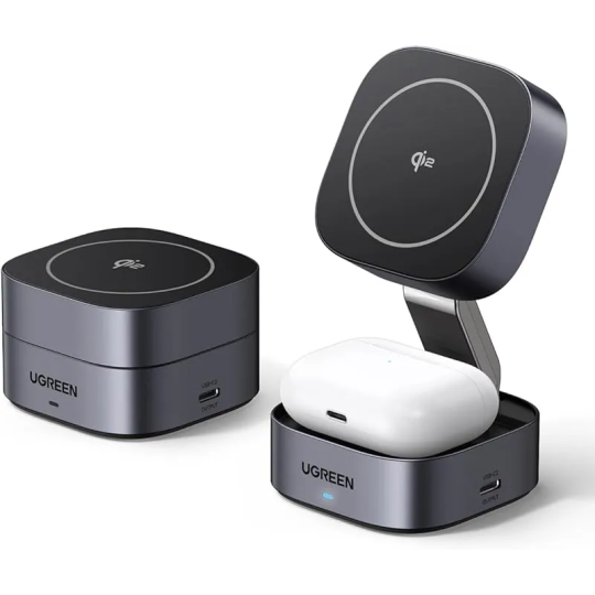 UGREEN 2-in-1 Magnetic Wireless Charger Stand W702 | iPhone 15W + AirPods 5W - W702 - 35316