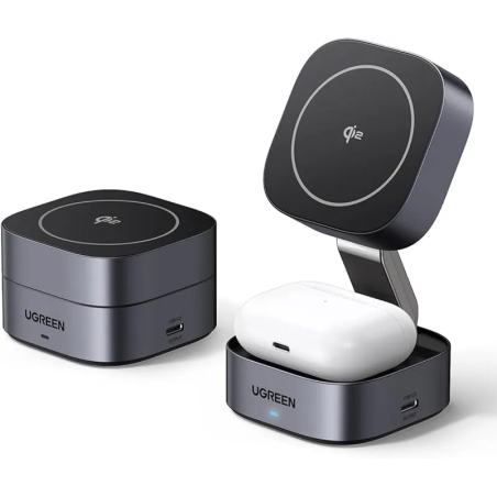 UGREEN 2-in-1 Magnetic Wireless Charger Stand W702 | iPhone 15W + AirPods 5W - W702 - 35316