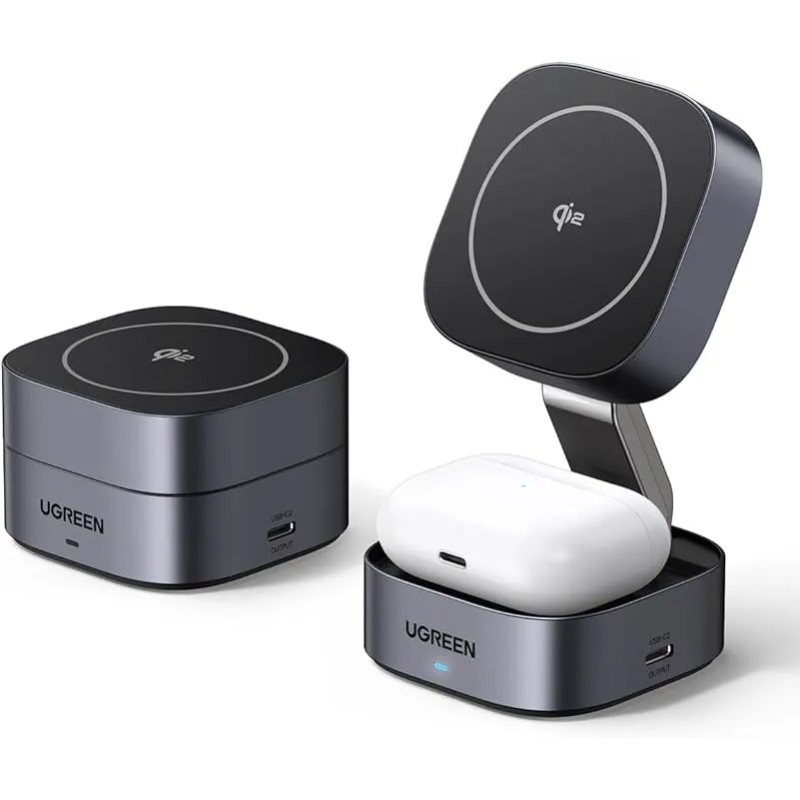 UGREEN 2-in-1 Magnetic Wireless Charger Stand W702 | iPhone 15W + AirPods 5W - W702 - 35316