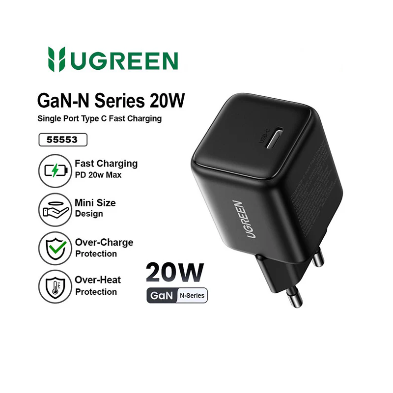 UGREEN 20W USB-C GaN Fast Charger EU Plug | X512 55528