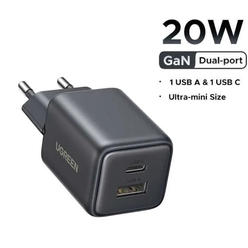UGREEN 20W 2-Port GaN Fast Charger EU | USB-C & USB-A Fast Charging | X514 | 65737