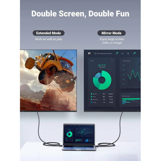 UGREEN DP Male to HDMI Male Cable (Black) - DP101 - 10238