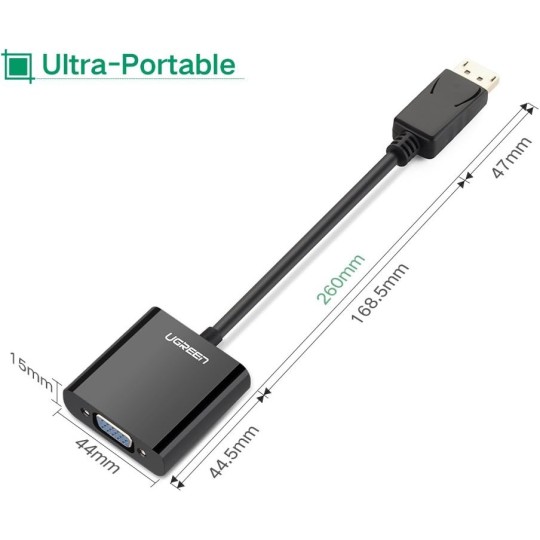 UGREEN DP Male to VGA Female Converter (Black) - DP109 - 20415