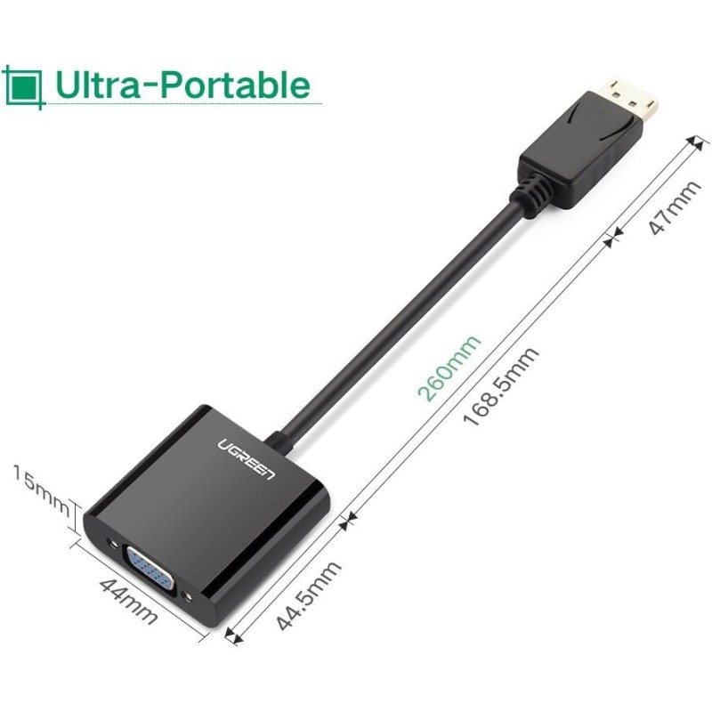 UGREEN DP Male to VGA Female Converter (Black) - DP109 - 20415