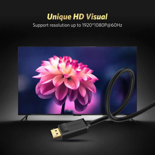 UGREEN DP Male to VGA Male Cable 1.5m (Black) - DP105 - 10247