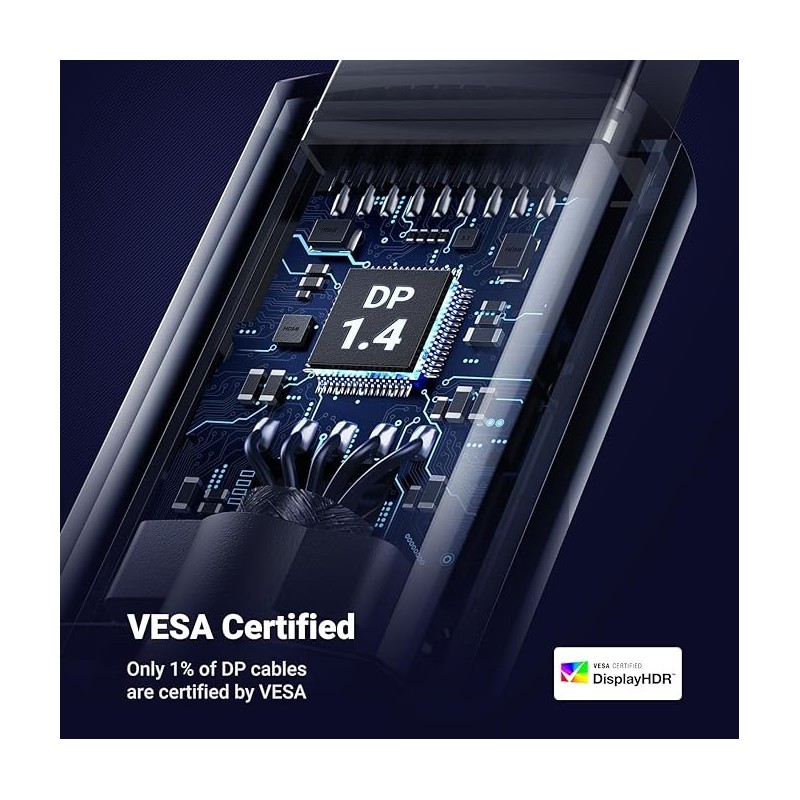 UGREEN DP Male to Male DP1.4 8K Round Cable ABS Shell Braid (Black) - DP114 - 80390