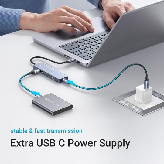 UGREEN USB-C To 4-Port USB 3.0 Hub up to 5Gpbs Hub with USB-C Power Supply - CM219 - 70336