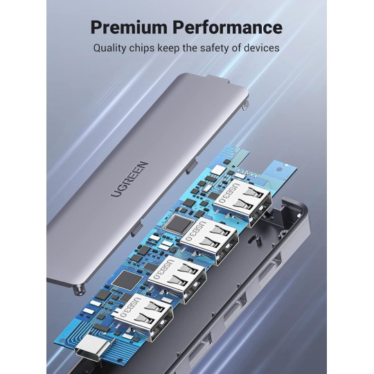 UGREEN USB-C To 4-Port USB 3.0 Hub up to 5Gpbs Hub with USB-C Power Supply - CM219 - 70336
