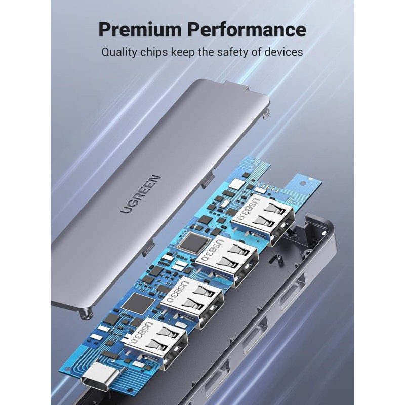 UGREEN USB-C To 4-Port USB 3.0 Hub up to 5Gpbs Hub with USB-C Power Supply - CM219 - 70336