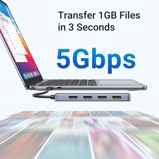 UGREEN USB-C To 4-Port USB 3.0 Hub up to 5Gpbs Hub with USB-C Power Supply - CM219 - 70336