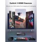 UGREEN HDMI Switch 3 in 1 Out 4K with Remote Supports HDR CEC 3D HDCP1.4 Bundle with HDMI Cable Right Angle 4K 90 Degree - 40234