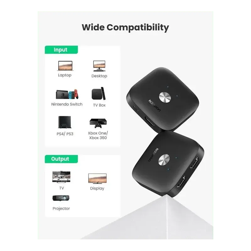 UGREEN HDMI Switcher 2 In 1 Out  4Kx2K@60HZ - CM333 - 80126