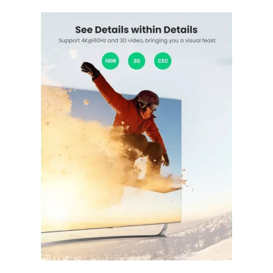 UGREEN HDMI Switcher 2 In 1 Out  4Kx2K@60HZ - CM333 - 80126