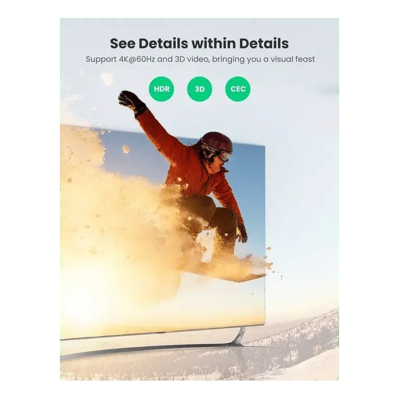 UGREEN HDMI Switcher 2 In 1 Out  4Kx2K@60HZ - CM333 - 80126