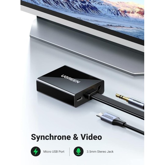 UGREEN HDMI to VGA Converter with Audio (Black) - MM102 - 40233