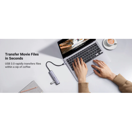 UGREEN USB-C to 4-Port USB 3.0 Hub up to 5Gpbs Without Power Port - CM473 - 20841