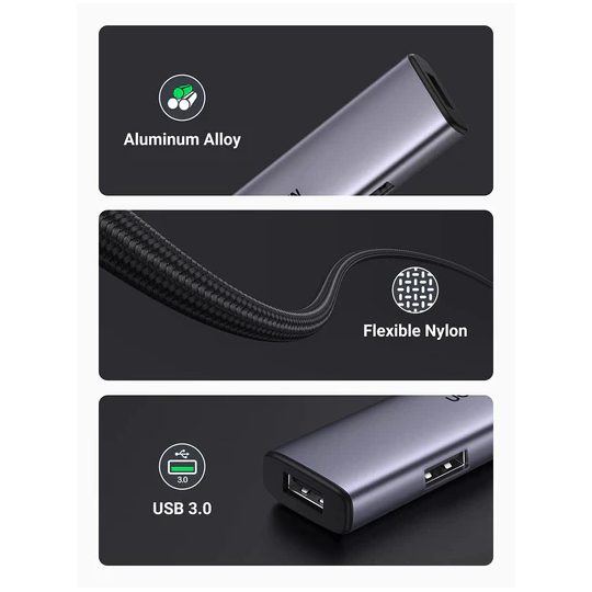 UGREEN USB-C to 4-Port USB 3.0 Hub up to 5Gpbs Without Power Port - CM473 - 20841
