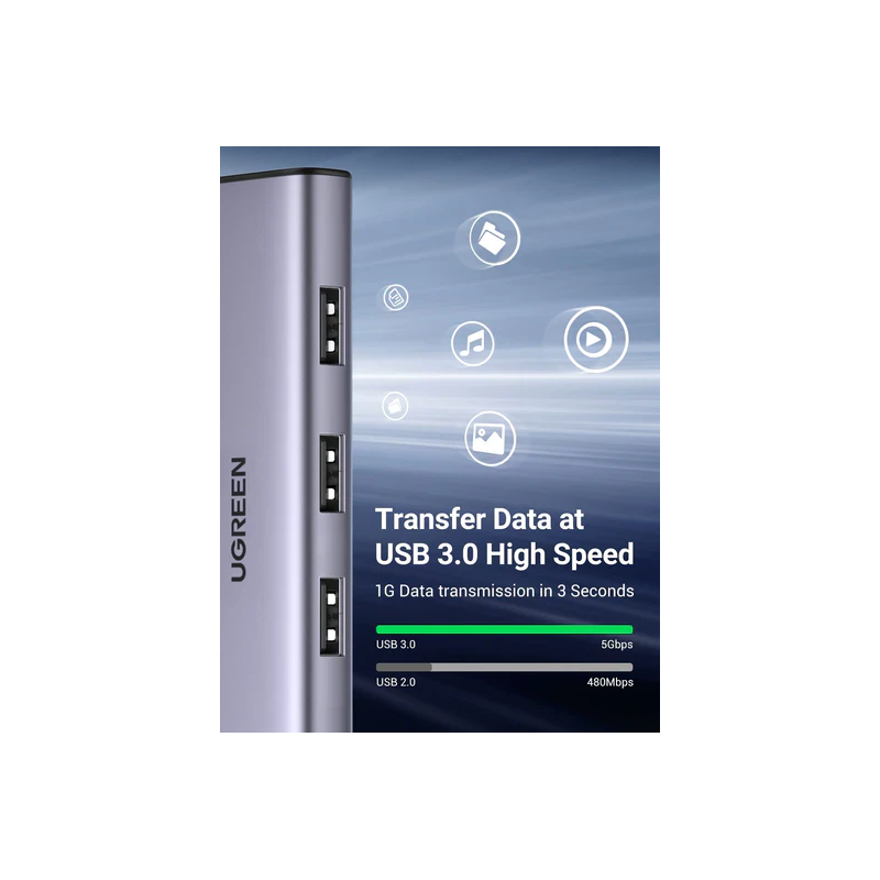 UGREEN USB-C to 4-Port USB 3.0 Hub up to 5Gpbs Without Power Port - CM473 - 20841