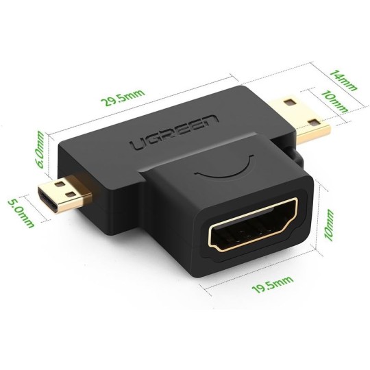 UGREEN Micro HDMI + Mini HDMI Male to HDMI Female Adapter - HD129 - 20144